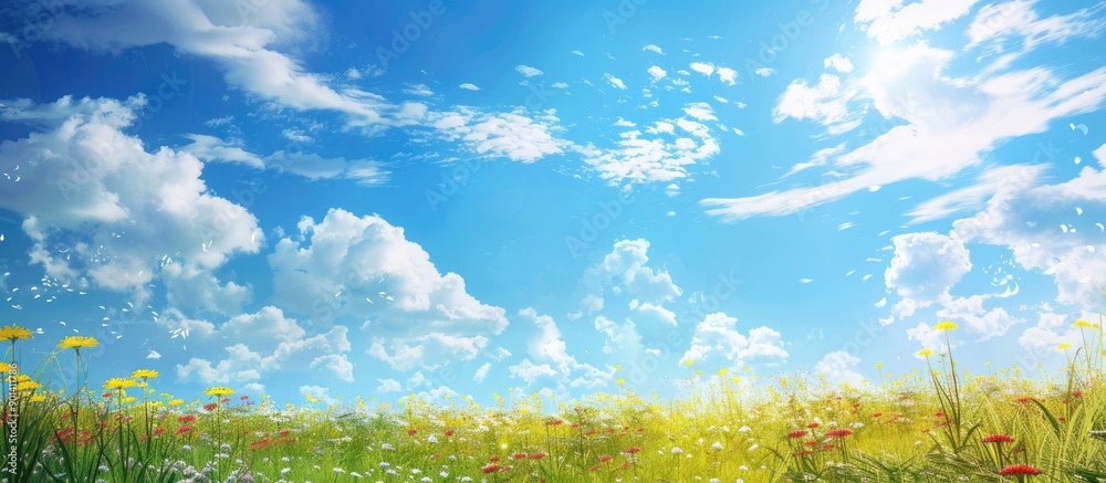 Aufkleber a colorful and picturesque nature scene with a blue sky white clouds and ample space for adding text