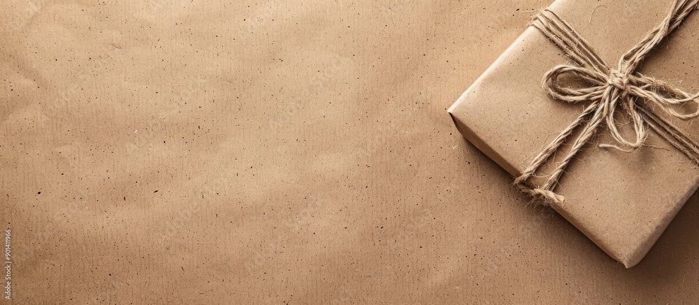 Poster kraft brown cardboard background perfect for presents with space for adding images. copy space avail