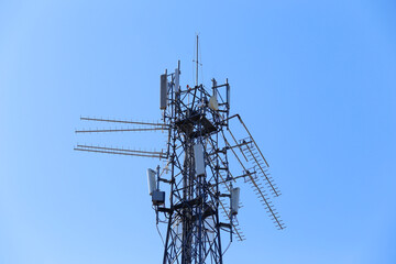 tower with transmission and cell phone equipment and antennas