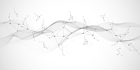 Abstract digital connection dots and lines. Technology polygonal background. Network connection structure. Plexus effect. Vector Illustration.