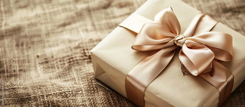 Poster a stylish and versatile composition featuring a gift box elegantly wrapped with a satin ribbon for t