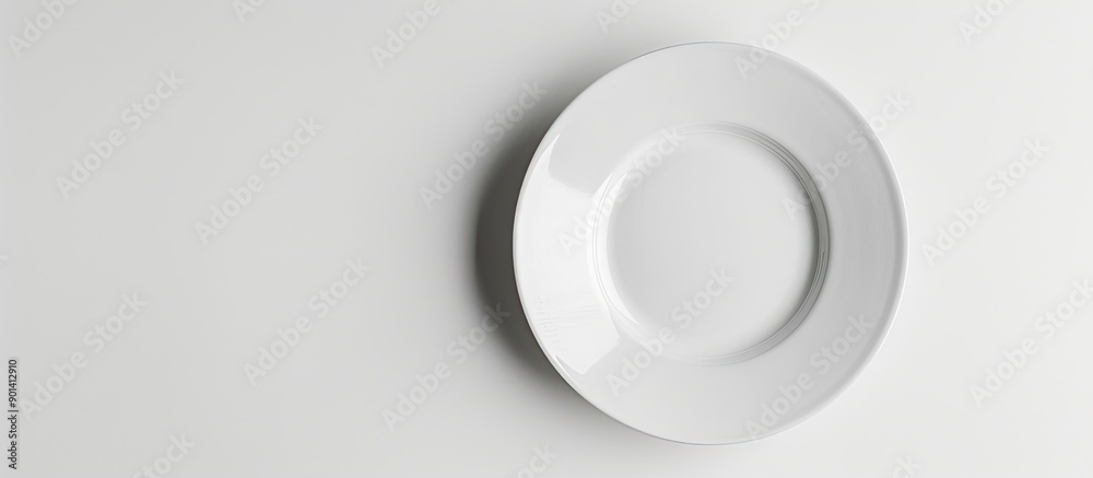 Poster isolated white ceramic plate with copy space image on a white background and clipping path