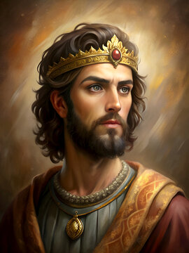 Old Testament king David in a crown