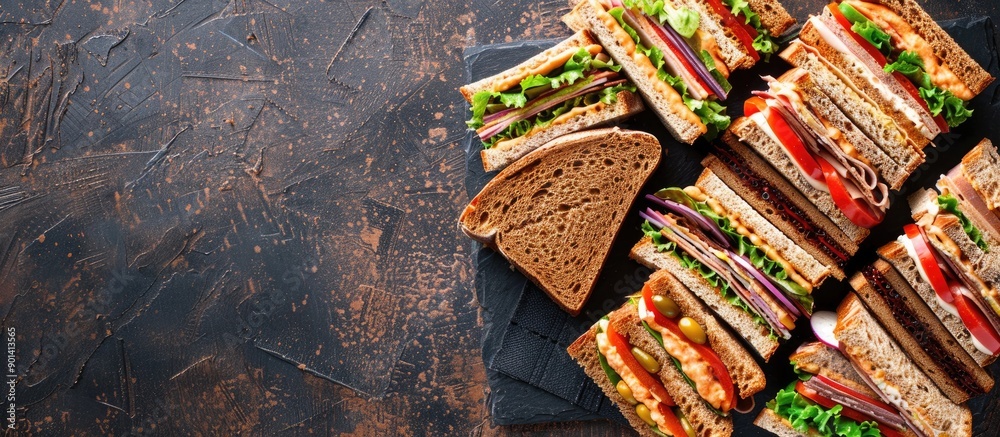 Aufkleber An array of sandwiches with assorted fillings suitable for any occasion with copy space image