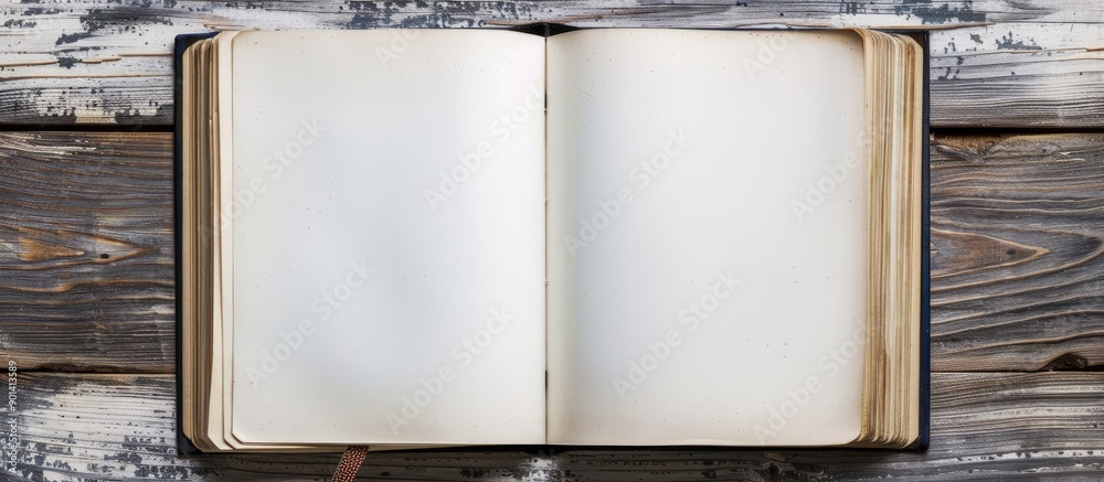 Aufkleber An open notebook for adding text or images View from above with space for copying photos or text