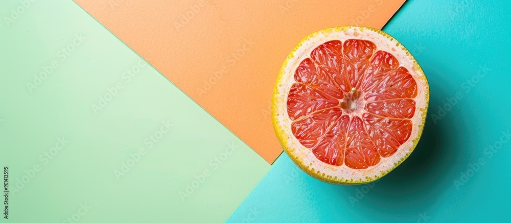 Aufkleber copy space image with a background showing a grapefruit half placed on a blend of green blue and min