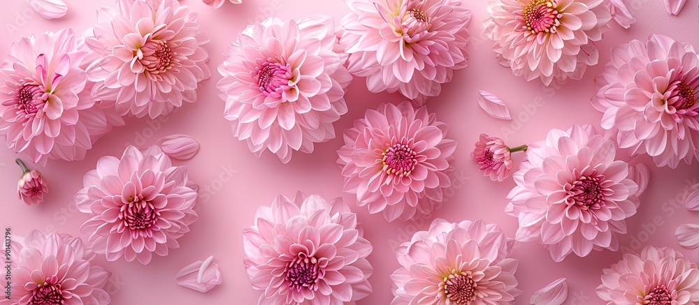 Poster a rose colored background adorned with pink chrysanthemums provides ample copy space for an image
