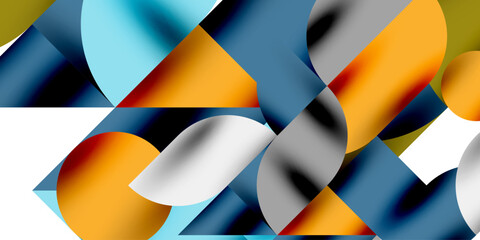 Tech minimal circular shapes geometric art. Vector modern circles