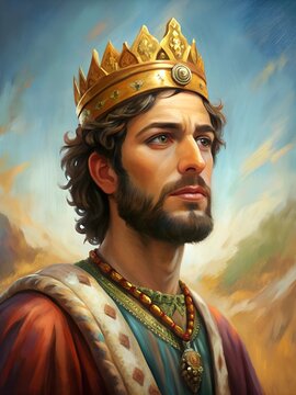 Old Testament king David in a crown