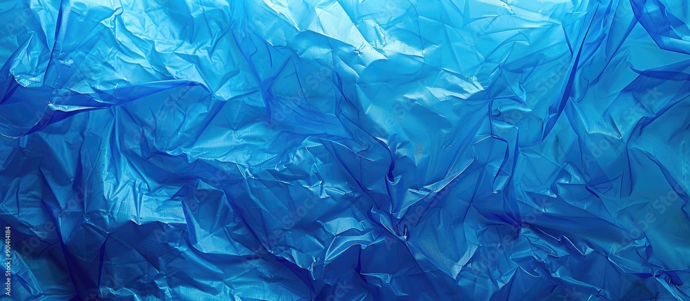 Fototapete Reuse a clear blue plastic bag to create an eco friendly abstract texture image and help protect the environment. copy space available