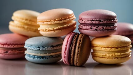 Obraz premium Macarons in various pastel colors