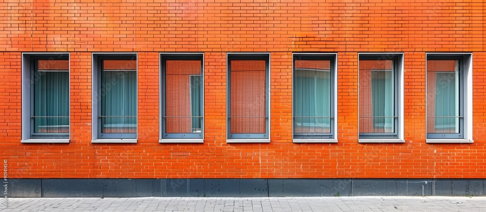 Aufkleber the facade consists of facing brick showcasing the textured surface of an orange brick wall with amp