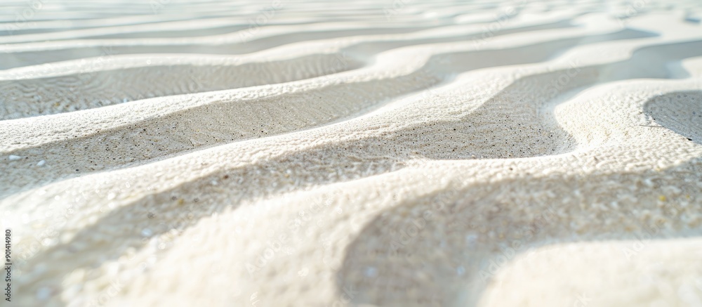Aufkleber close up of a textured white sandy beach with a wavy pattern natural grains clean rippled surface li