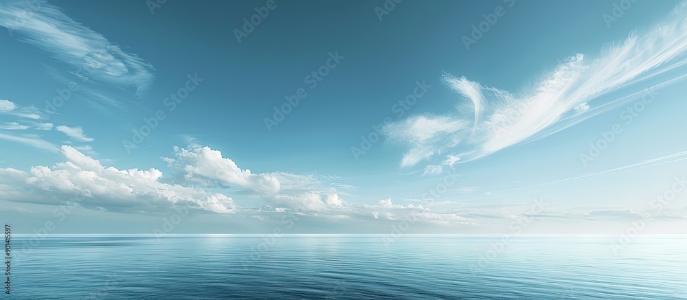 Poster blue sky meets empty ocean a serene vista with vast copy space image
