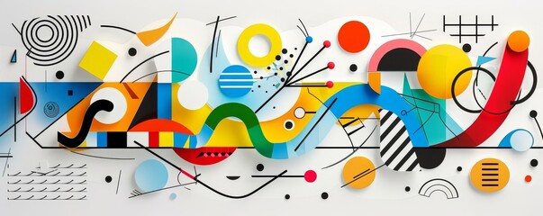 Obraz premium Vibrant geometric line art with bold colors, abstract geometric line art, modern artistic expression