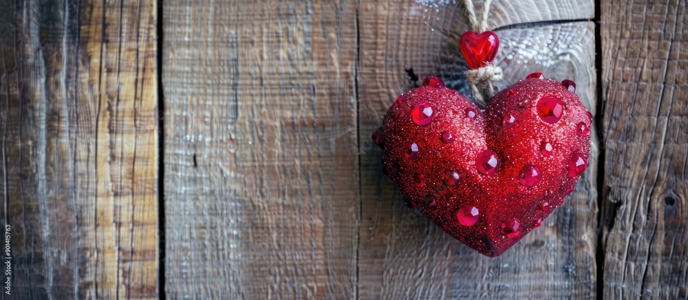 Leinwandbilder a charming red heart decoration on a textured wooden backdrop perfect for saint valentine s day gift