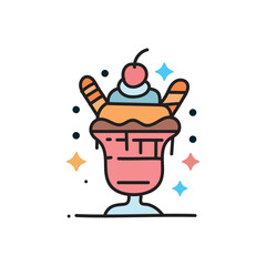 Cup ice-cream icon,summer frozen vector illustration. 