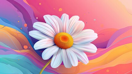 Obraz premium A colorful flower with a yellow center is the main focus of the image