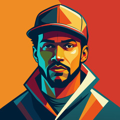 Obraz premium balck man rap hip-hop gangsta style vector illustration