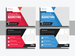 Modern Clean Corporate or Business Postcard Template. Stylish, and Elegant Design for 
Promotional Unique Advertising Vector Layout.