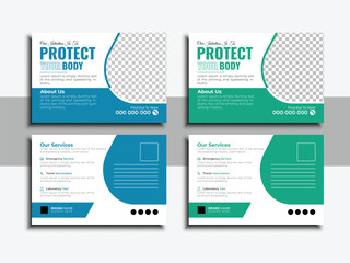 Professional Modern Medical Postcard Design for Medical Services and Healthcare. Perfect for Doctors, 
Nurses, Dentists, Pharmacies, Emergency Healthcare Facilities, and Hospitals Template in Vector