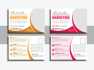 Obraz premium Modern Clean Corporate or Business Postcard Template. Stylish, and Elegant Design for Promotional Unique Advertising Vector Layout.