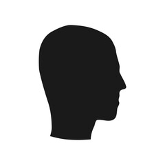 Human head silhouette side view. Human profile simple illustration.