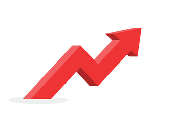 3D red business arrow graph going up