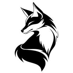 Elegant fox silhouette in black and white design