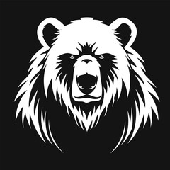 Majestic bear head in black and white design