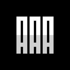 Initial letter AAA logo design template elements, triple A logo monogram, alphabet AAA square typography, white on black background
