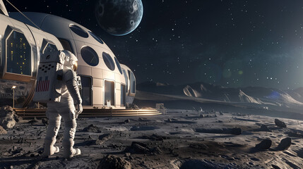 Obraz premium AI-Driven Space Tourism Ventures: Orbital Hotels and Lunar Excursions for Adventurous Travelers