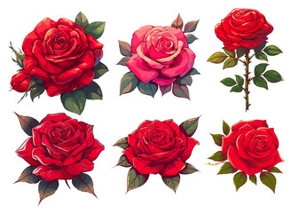 Naklejka premium red vintage roses. tattoo thorns flower floristry ink vintage. vector illustration