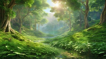 Obraz premium sun rays in the forest