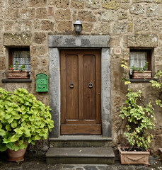 Civita di Bagnoregio (Viterbo, Italy) idyllic medieval village, a characteristic brick house
