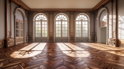 Obraz premium Sunlit Room with Arched Windows