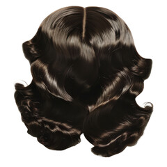 Fototapeta premium Close-up of elegant, glossy, dark brown, wavy hairstyle. Perfect for haircare, fashion, and beauty-related projects.