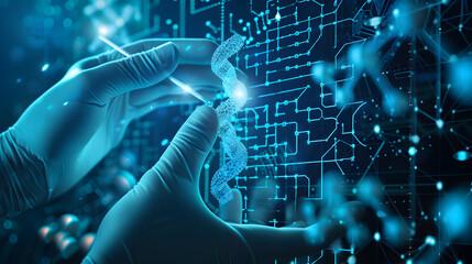 Scientist technology development digital biotechnology industry. Generative Ai.