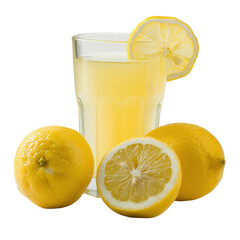 Refreshing glass of lemonade with fresh lemons. Perfect for summer, healthy drinks, natural beverages, and vitamin C.
