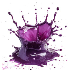 Vivid close-up of a purple liquid splash captured mid-air, showcasing dynamic motion and vibrant colors.