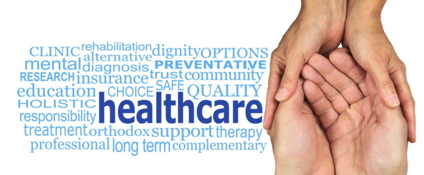 Care in the Community Healthcare concept Word cloud transparent png - female hands gently holding male cupped hands beside a HEALTHCARE word cloud
- Powered by Adobe