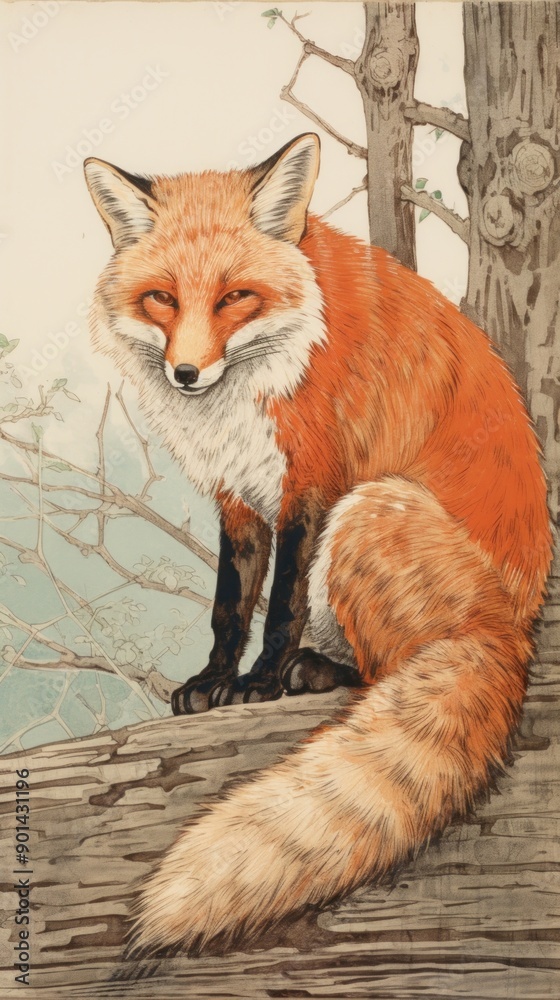 Canvas Prints Illustration of red fox wildlife animal mammal.