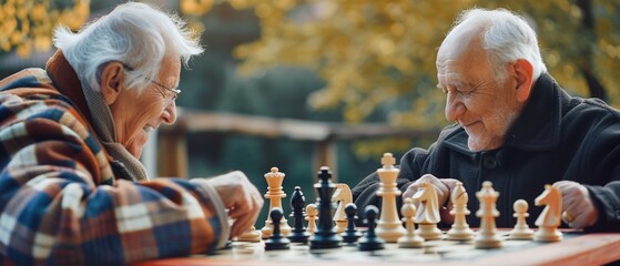 Older adults engaging in competitive chess tournaments, demonstrating strategic thinking and expertise