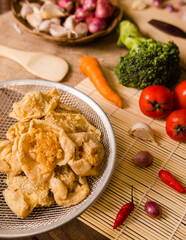 Tahu Walik, Inside Out Crispy Tofu Stuffed with Meatball. Also Known as Tahu Bakso, Popular Street Food from Central Java
