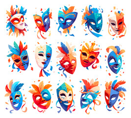 Fototapeta premium theater mask set. drama performance theater opera stage musical. vector flat illustration