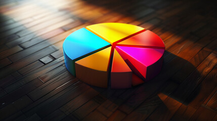Dynamic pie chart with diverse data segments 3D effects financial analysis


