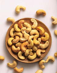 Fototapeta premium Fresh a lots Cashew nut isolated on white background.