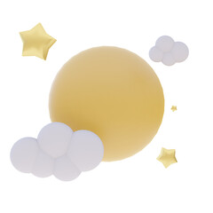 3d illustration of moon night star for icons and symbols.3d render.