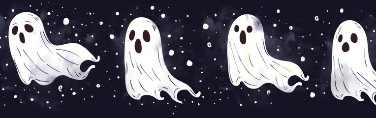 Fototapeta premium Playful Cartoon Ghost Pattern for Halloween