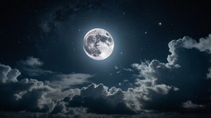 Fototapeta premium the beauty of the moon in the sky with clouds and stars.